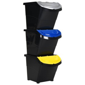 Cubos de basura apilables con tapa 3 uds PP negro 78 L by , Garbage cans and trash cans - Ref: Foro24-364069, Price: 60,44 €,...