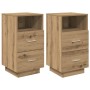 Mesillas de noche 2 uds con 2 cajones roble artesano 36x36x68cm de , Mesitas de noche - Ref: Foro24-858595, Precio: 112,84 €,...