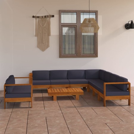 Garden furniture 9 pieces with dark gray acacia wood cushions by vidaXL, Garden sets - Ref: Foro24-3057961, Price: 1,00 €, Di...