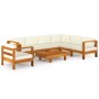 Garden furniture 8 pcs cushions white cream acacia wood by vidaXL, Garden sets - Ref: Foro24-3057938, Price: 975,66 €, Discou...