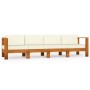 4-Sitzer-Gartensofa mit cremefarbenem Kissen aus massivem Akazienholz von vidaXL, Gartensets - Ref: Foro24-3057928, Preis: 47...