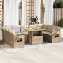 Set sofás jardín y cojines 10 pzas ratán sintético acacia beige de , Conjuntos de jardín - Ref: Foro24-3327642, Precio: 924,6...