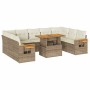 Set sofás jardín y cojines 10 pzas ratán sintético acacia beige de , Conjuntos de jardín - Ref: Foro24-3327642, Precio: 924,6...