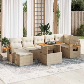 Set sofás jardín y cojines 8 pzas ratán sintético acacia beige de , Conjuntos de jardín - Ref: Foro24-3327628, Precio: 730,77...