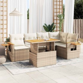 Set sofás jardín y cojines 5 pzas ratán sintético acacia beige de , Conjuntos de jardín - Ref: Foro24-3327600, Precio: 535,05...