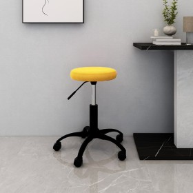 Silla de oficina giratoria de terciopelo amarillo