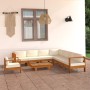 Garden furniture 9 pcs cushions white cream acacia wood by vidaXL, Garden sets - Ref: Foro24-3057941, Price: 1,00 €, Discount: %