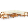 Garden furniture 9 pcs cushions white cream acacia wood by vidaXL, Garden sets - Ref: Foro24-3057941, Price: 1,00 €, Discount: %