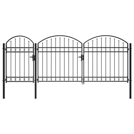 Puerta de valla jardín con arco superior acero negro 2,25x4 m by , garden gates - Ref: Foro24-144369, Price: 625,26 €, Discou...