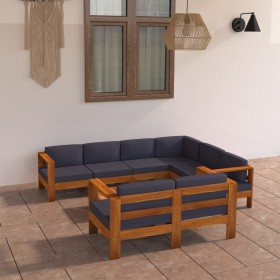 8-piece garden furniture set with dark gray cushions made of acacia wood. by vidaXL, Garden sets - Ref: Foro24-3057958, Price...