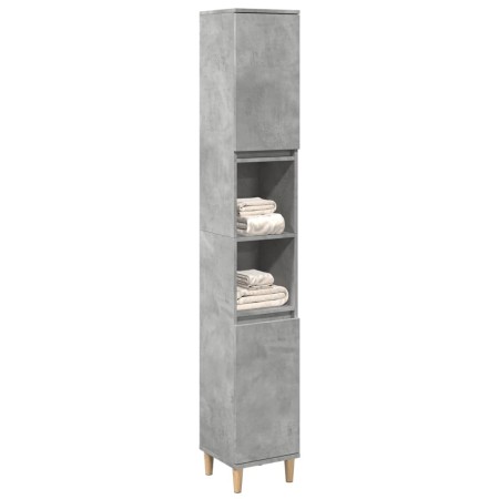 Armario de baño madera contrachapada gris hormigón 30x30x190 cm de , Tocadores de baño - Ref: Foro24-857101, Precio: 73,58 €,...