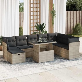 Set muebles jardín 9 pzas y cojines ratán sintético gris claro de , Conjuntos de jardín - Ref: Foro24-3327802, Precio: 702,45...