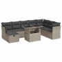 Set muebles jardín 9 pzas y cojines ratán sintético gris claro de , Conjuntos de jardín - Ref: Foro24-3327802, Precio: 702,45...