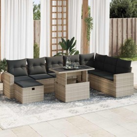 Set muebles jardín 9 pzas y cojines ratán sintético gris claro de , Conjuntos de jardín - Ref: Foro24-3327842, Precio: 698,76...