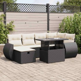 Set de sofás de jardín 7 pzas con cojines ratán sintético negro de , Conjuntos de jardín - Ref: Foro24-3327896, Precio: 529,9...