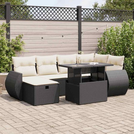 Set de sofás de jardín 7 pzas con cojines ratán sintético negro von , Gartensets - Ref: Foro24-3327896, Preis: 529,91 €, Raba...