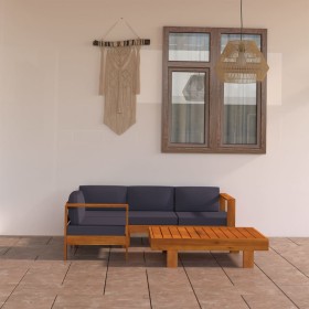 5-piece garden furniture set with dark gray cushions, made of acacia wood. by vidaXL, Garden sets - Ref: Foro24-3057951, Pric...