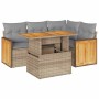 Set sofás jardín y cojines 5 pzas ratán sintético acacia beige de , Conjuntos de jardín - Ref: Foro24-3327706, Precio: 438,46...