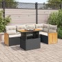 Set sofás jardín y cojines 6 pzas ratán sintético acacia negro by , Garden sets - Ref: Foro24-3327710, Price: 440,40 €, Disco...