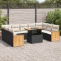 Set sofás jardín y cojines 10 pzas ratán sintético acacia negro by , Garden sets - Ref: Foro24-3327752, Price: 680,08 €, Disc...