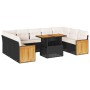 Set sofás jardín y cojines 10 pzas ratán sintético acacia negro by , Garden sets - Ref: Foro24-3327752, Price: 680,08 €, Disc...