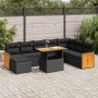 Set sofás jardín y cojines 7 pzas ratán sintético acacia negro von , Gartensets - Ref: Foro24-3327744, Preis: 613,69 €, Rabat...