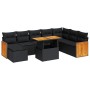 Set sofás jardín y cojines 7 pzas ratán sintético acacia negro von , Gartensets - Ref: Foro24-3327744, Preis: 613,69 €, Rabat...