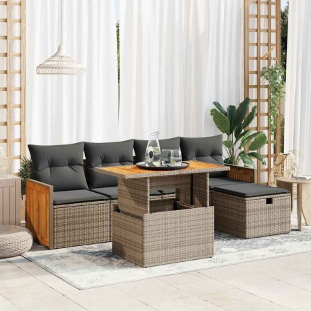 Set de muebles de jardín 6 pzas y cojines ratán sintético gris by , Garden sets - Ref: Foro24-3328152, Price: 453,81 €, Disco...