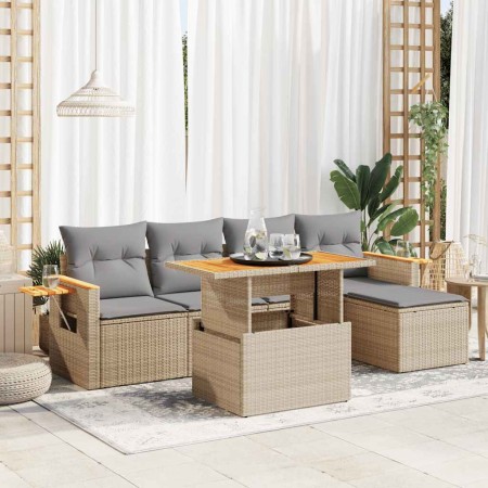 Set sofás jardín y cojines 7 pzas ratán sintético acacia beige von , Gartensets - Ref: Foro24-3327587, Preis: 459,96 €, Rabat...