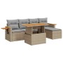 Set sofás jardín y cojines 7 pzas ratán sintético acacia beige de , Conjuntos de jardín - Ref: Foro24-3327587, Precio: 459,96...