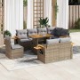 Set sofás jardín y cojines 9 pzas ratán sintético acacia beige de , Conjuntos de jardín - Ref: Foro24-3327615, Precio: 761,25...