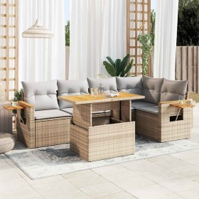 Set sofás jardín y cojines 5 pzas ratán sintético acacia beige de , Conjuntos de jardín - Ref: Foro24-3327601, Precio: 485,14...