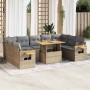 Set sofás jardín y cojines 10 pzas ratán sintético acacia beige de , Conjuntos de jardín - Ref: Foro24-3327643, Precio: 774,1...