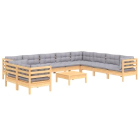 Gartenmöbel-Set 11-teilig und Kissen aus massivem Kiefernholz von vidaXL, Gartensets - Ref: Foro24-3096916, Preis: 848,99 €, ...