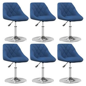 Silla de comedor giratoria 6 uds terciopelo azul