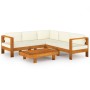 Muebles de jardín 6 pzas cojines blanco crema madera de acacia de vidaXL, Conjuntos de jardín - Ref: Foro24-3057935, Precio: ...