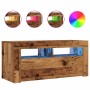 Mueble TV luces LED madera ingeniería envejecida 90x35x40 cm by , TV Furniture - Ref: Foro24-856321, Price: 75,44 €, Discount: %