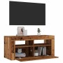 Mueble TV luces LED madera ingeniería envejecida 90x35x40 cm by , TV Furniture - Ref: Foro24-856321, Price: 75,44 €, Discount: %