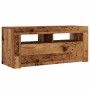 Mueble TV luces LED madera ingeniería envejecida 90x35x40 cm by , TV Furniture - Ref: Foro24-856321, Price: 75,44 €, Discount: %