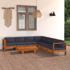 Gartenmöbel 8-teilig mit dunkelgrauen Akazienholzkissen von vidaXL, Gartensets - Ref: Foro24-3057959, Preis: 960,99 €, Rabatt: %