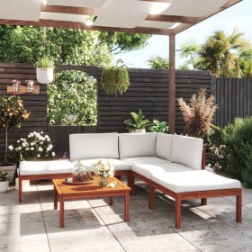 Garden furniture 6 pcs cream cushions solid acacia wood by vidaXL, Garden sets - Ref: Foro24-3057876, Price: 573,99 €, Discou...