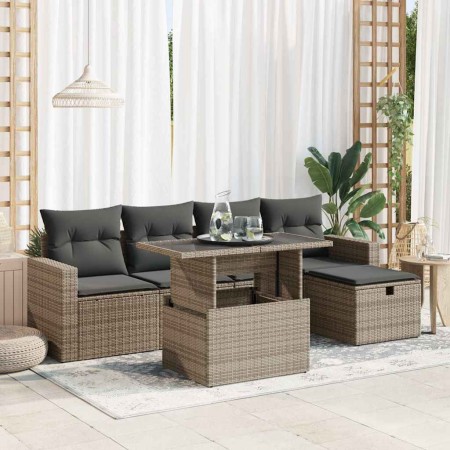 Set de muebles de jardín 6 pzas y cojines ratán sintético gris von , Gartensets - Ref: Foro24-3327810, Preis: 491,36 €, Rabat...