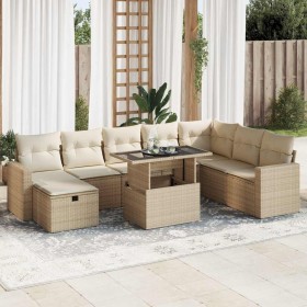 Set de sofás de jardín con cojines 9 pzas ratán sintético beige de , Conjuntos de jardín - Ref: Foro24-3327838, Precio: 793,4...