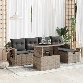 Set de muebles de jardín 6 pzas y cojines ratán sintético gris by , Garden sets - Ref: Foro24-3327850, Price: 524,69 €, Disco...