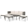 Set de muebles de jardín 6 pzas y cojines ratán sintético gris de vidaXL, Conjuntos de jardín - Ref: Foro24-313340, Precio: 2...