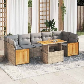 Set sofás jardín y cojines 8 pzas ratán sintético acacia beige de , Conjuntos de jardín - Ref: Foro24-3327685, Precio: 636,65...