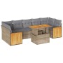 Set sofás jardín y cojines 8 pzas ratán sintético acacia beige by , Garden sets - Ref: Foro24-3327685, Price: 636,65 €, Disco...