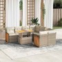 Set sofás jardín y cojines 9 pzas ratán sintético acacia beige de , Conjuntos de jardín - Ref: Foro24-3327691, Precio: 839,72...