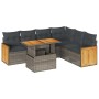 Set sofás jardín y cojines 7 pzas ratán sintético acacia gris by , Garden sets - Ref: Foro24-3327721, Price: 528,85 €, Discou...