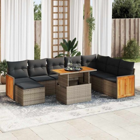 Set sofás jardín y cojines 7 pzas ratán sintético acacia gris von , Gartensets - Ref: Foro24-3327749, Preis: 617,10 €, Rabatt: %